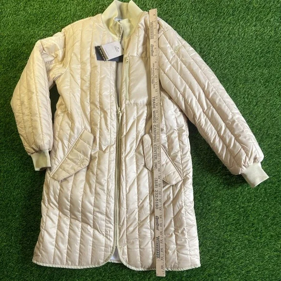 NWT Woman Nike Therma-FIT Tech Pack Long Puffer Jacket Gold Sz S Reg $200